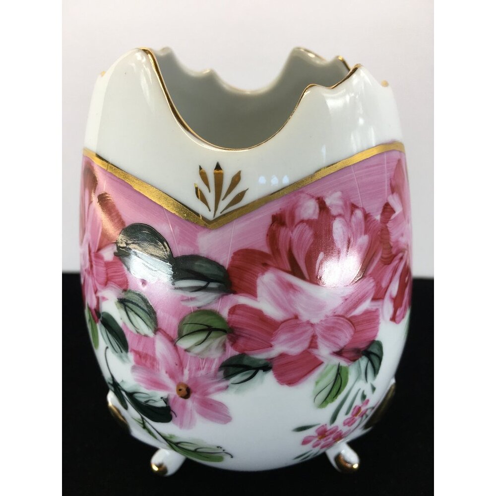 Formalities By Baum Brothers Egg Shaped Vase Floral Rose Footed